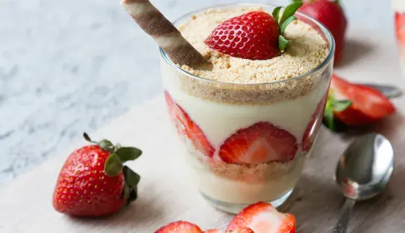 strawberry custard treat in a jar