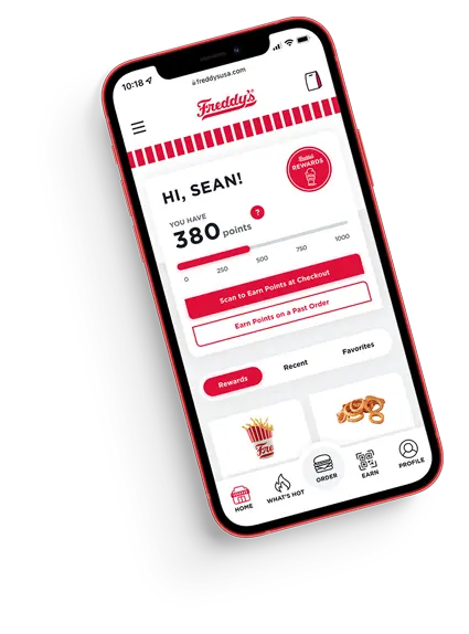 Mobile device with a user's Red Robin rewards dashboard shown